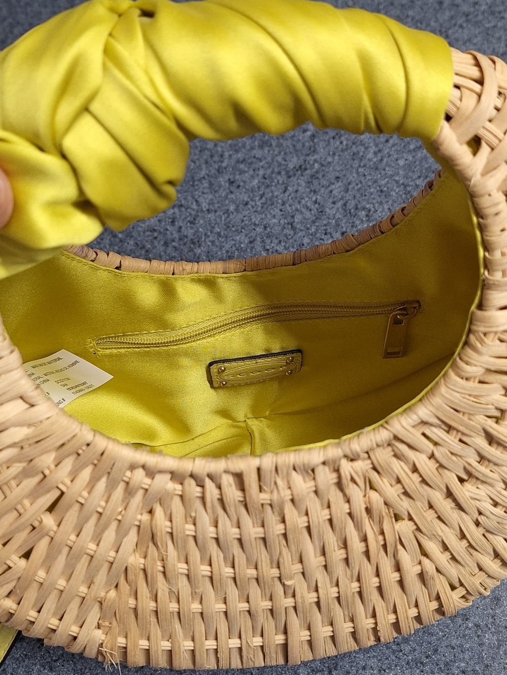 Scoop Woven Straw Crossbody Bag with Satin Scarf Accent, Style#SC221129 - Picture 8 of 16